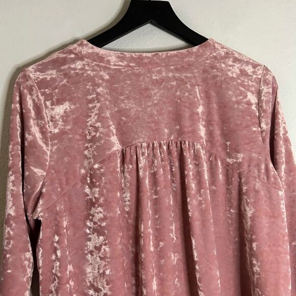 J. Jill Dusty Pink Velour V Neck Long Sleeve Size L Petite - Picture 7 of 8
